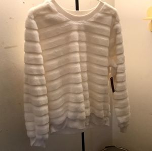 White fuzzy sweater